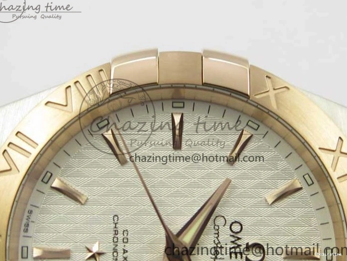 0208 Stylish Constellation 38mm SS RG VSF 1:1 Best Edition WhiteTextured Dial on SS RG Bracelet A8500 Super Clone 7921